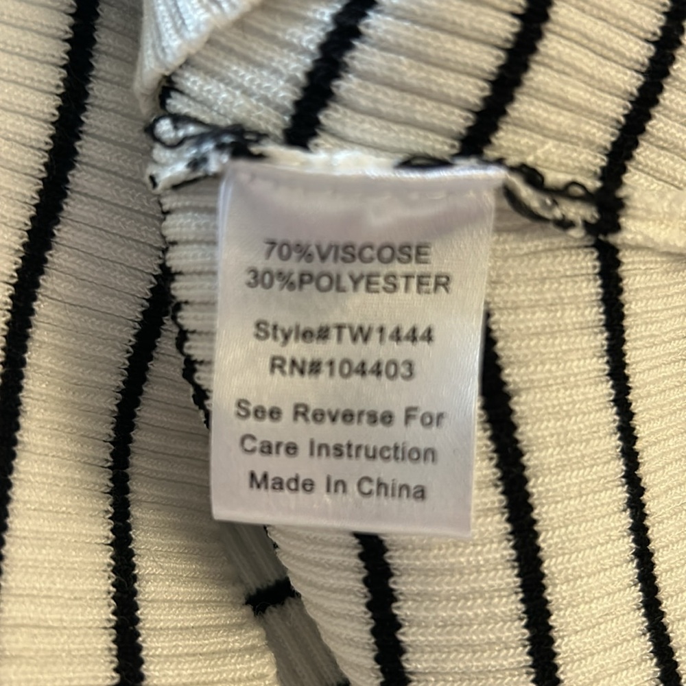 The Workshop Women’s White Black Stripe Sleeveless Ribbed Sweater Tank Size S - Picture 8 of 12
